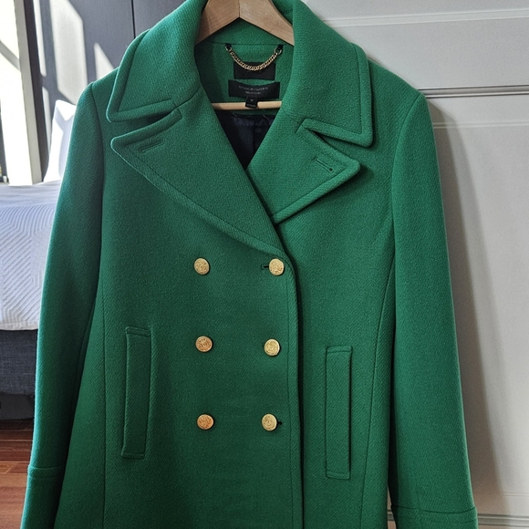 J. Crew Stadium Cloth Nello Gori wool peacoat, bright green, size 10 - Picture 4 of 7